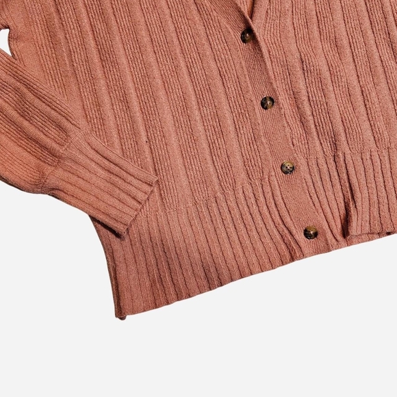 Nine West Academia Old Money Pink Button-Up Cable Knit Cardigan - Picture 6 of 7